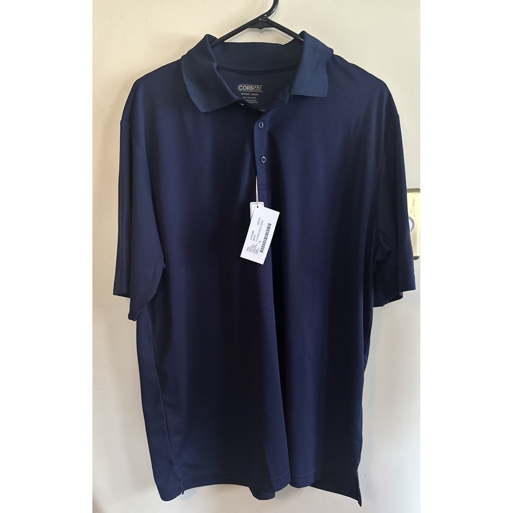 Core365 Polo Shirt Mens XL Navy Blue Revel American Flag Moisture‎ Wicking NWT